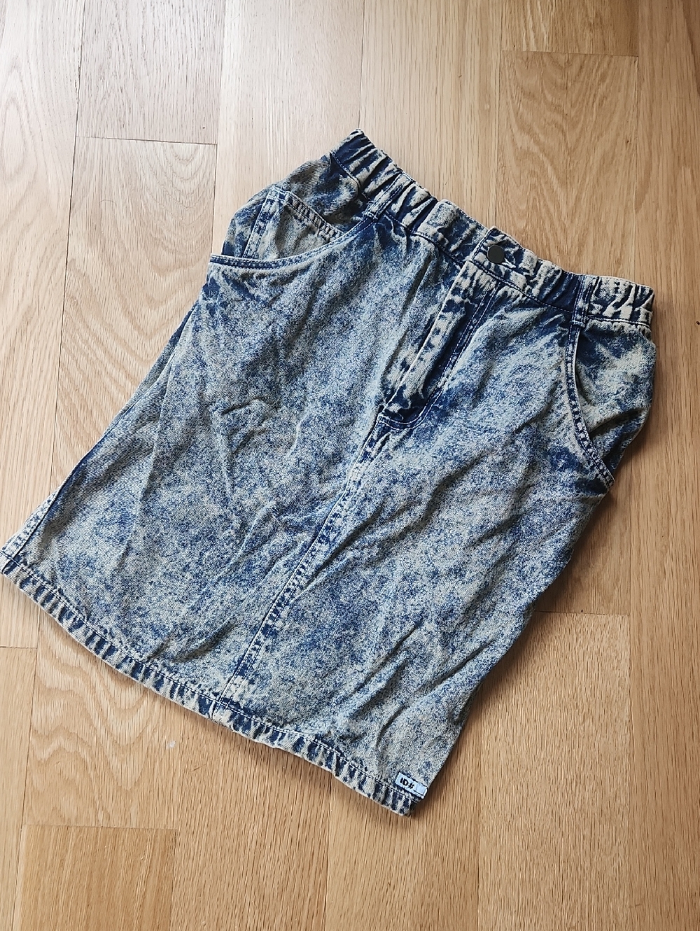 Vintage 80s ID # (Offical Identification Registered Staus) Acid Wash Denim Skirt